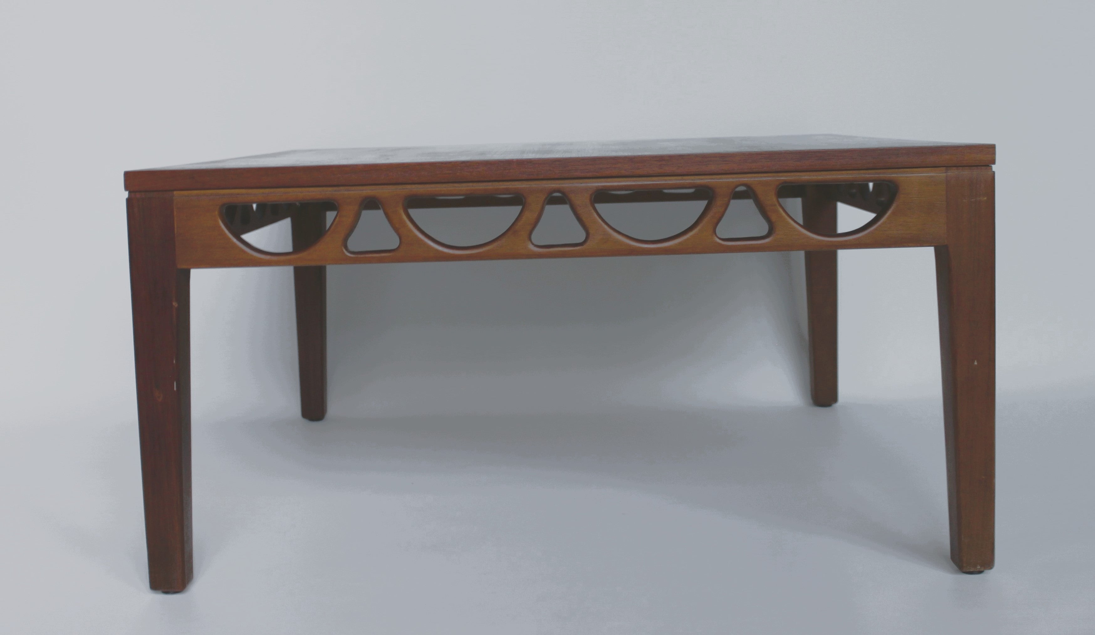 c.1960s Avalon Teak Coffee Table — Sculptural Arched Apron Design