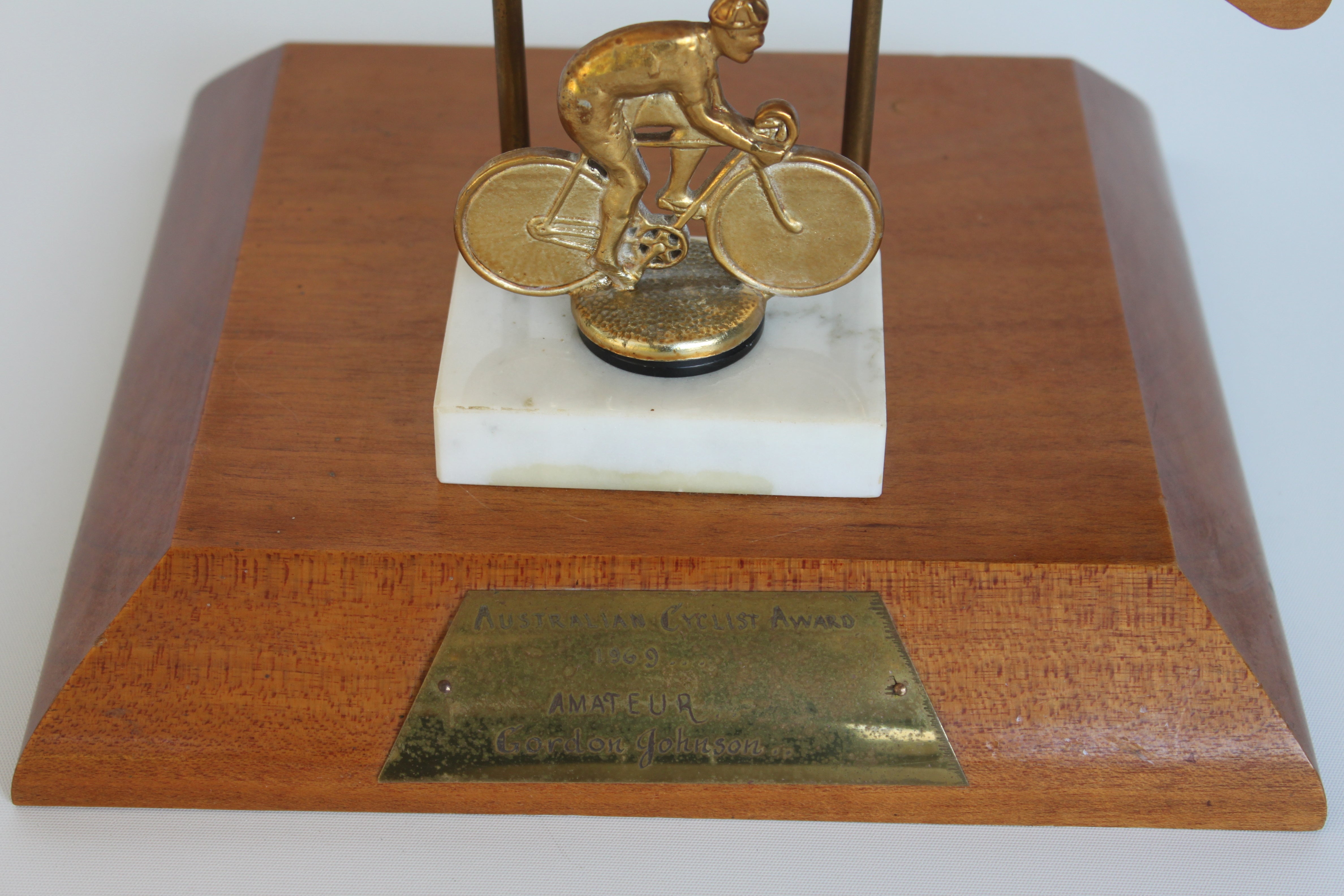 1969 Gordon Johnson Australian Cyclist Award Trophy – Rare Cycling Collectible