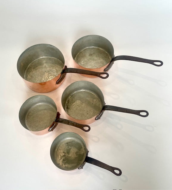 **French Copper Saucepan Set (5-Piece) — GAOR, Villedieu-les-Poêles