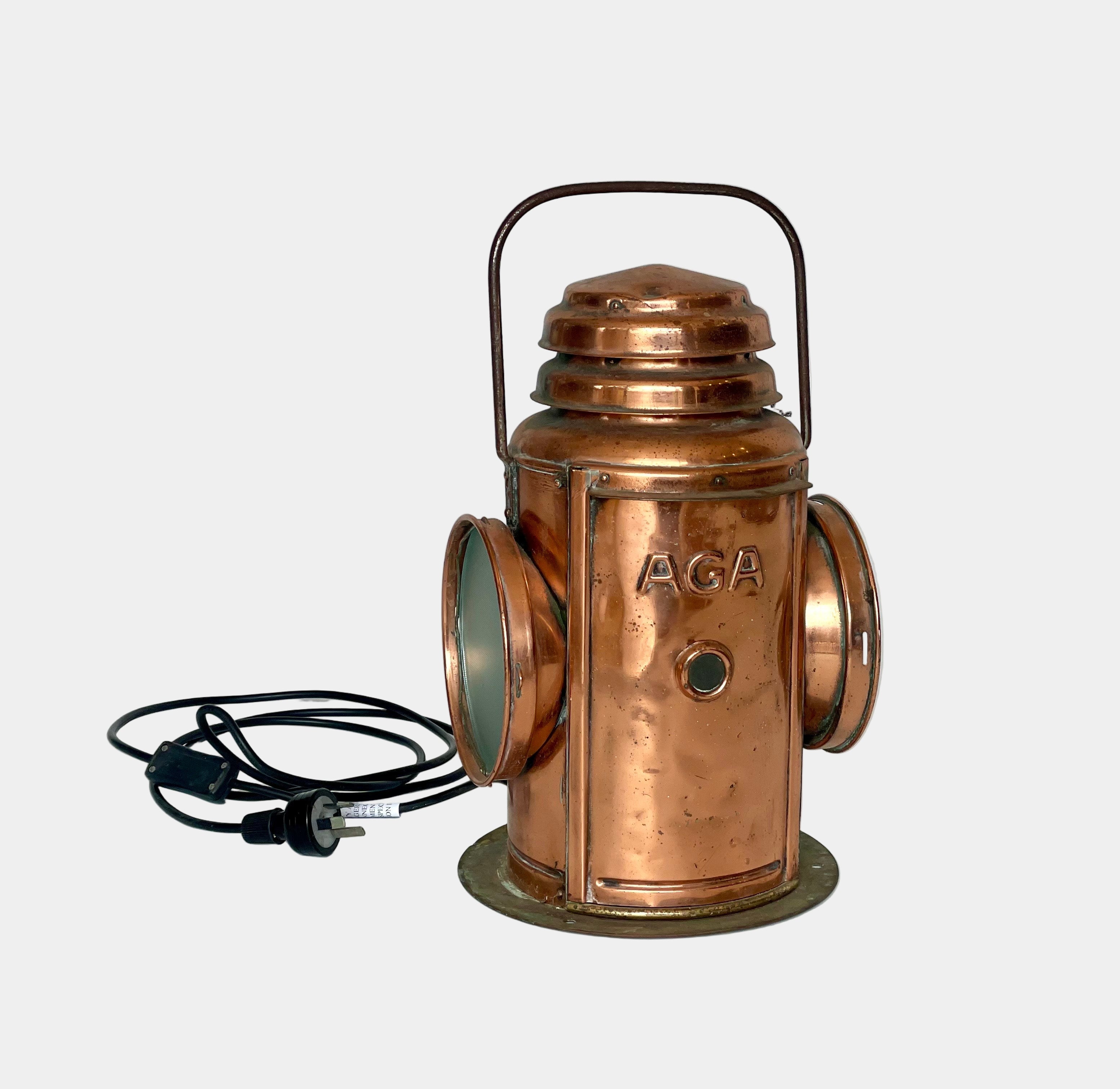 AGA Copper Lantern Table Lamp — Early 20th Century