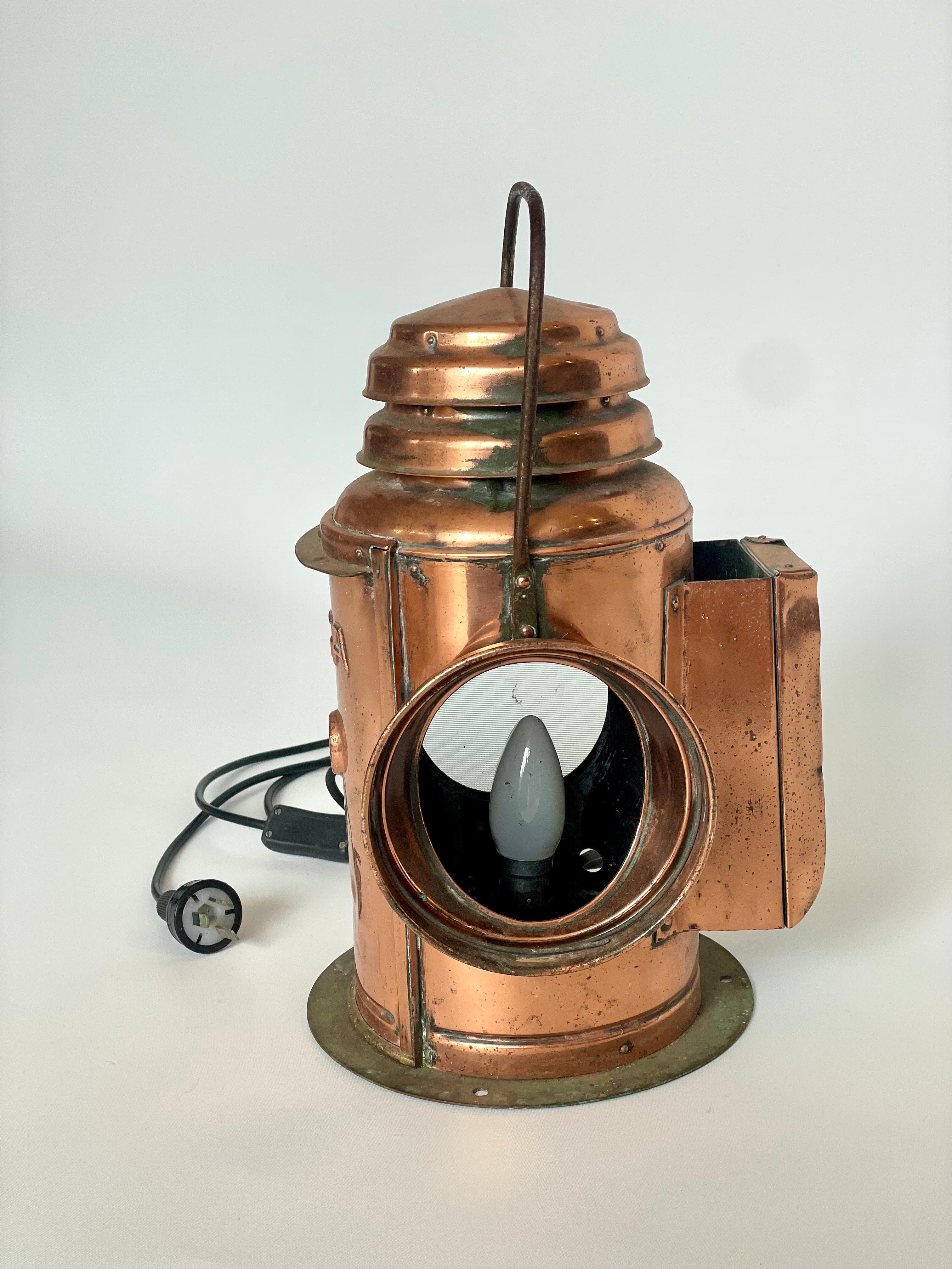 AGA Copper Lantern Table Lamp — Early 20th Century