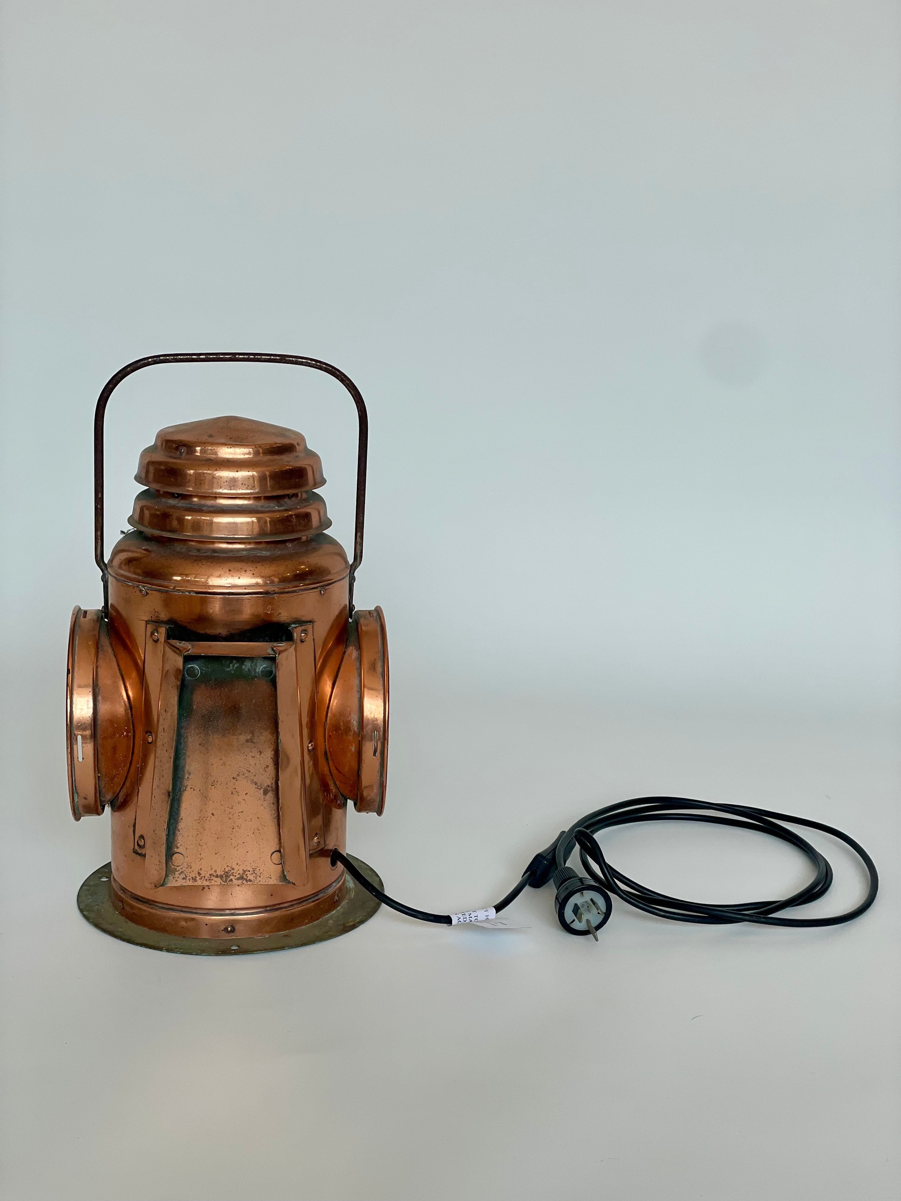 AGA Copper Lantern Table Lamp — Early 20th Century