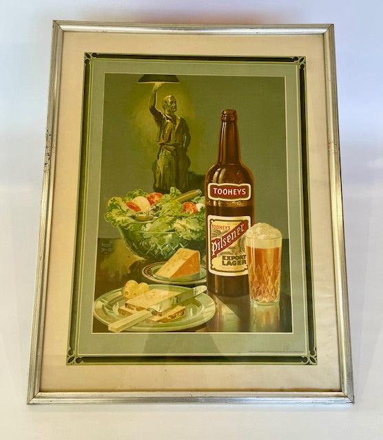 🟢 Tooheys Pilsener / Export Lager (1930s) — Original Australian Lithographic Advertising Poster by Walter Lacy Jardine (signed)