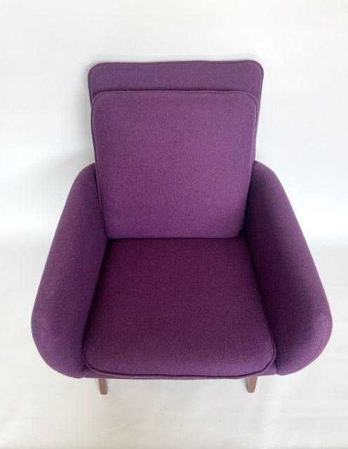 Mid Century “Ziva” Armchair by Danish Deluxe — Upholstered in Purple Felt