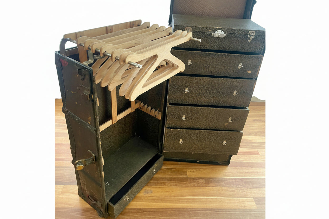 **F.A. Stallman Wardrobe Steamer Trunk — Early 1900s