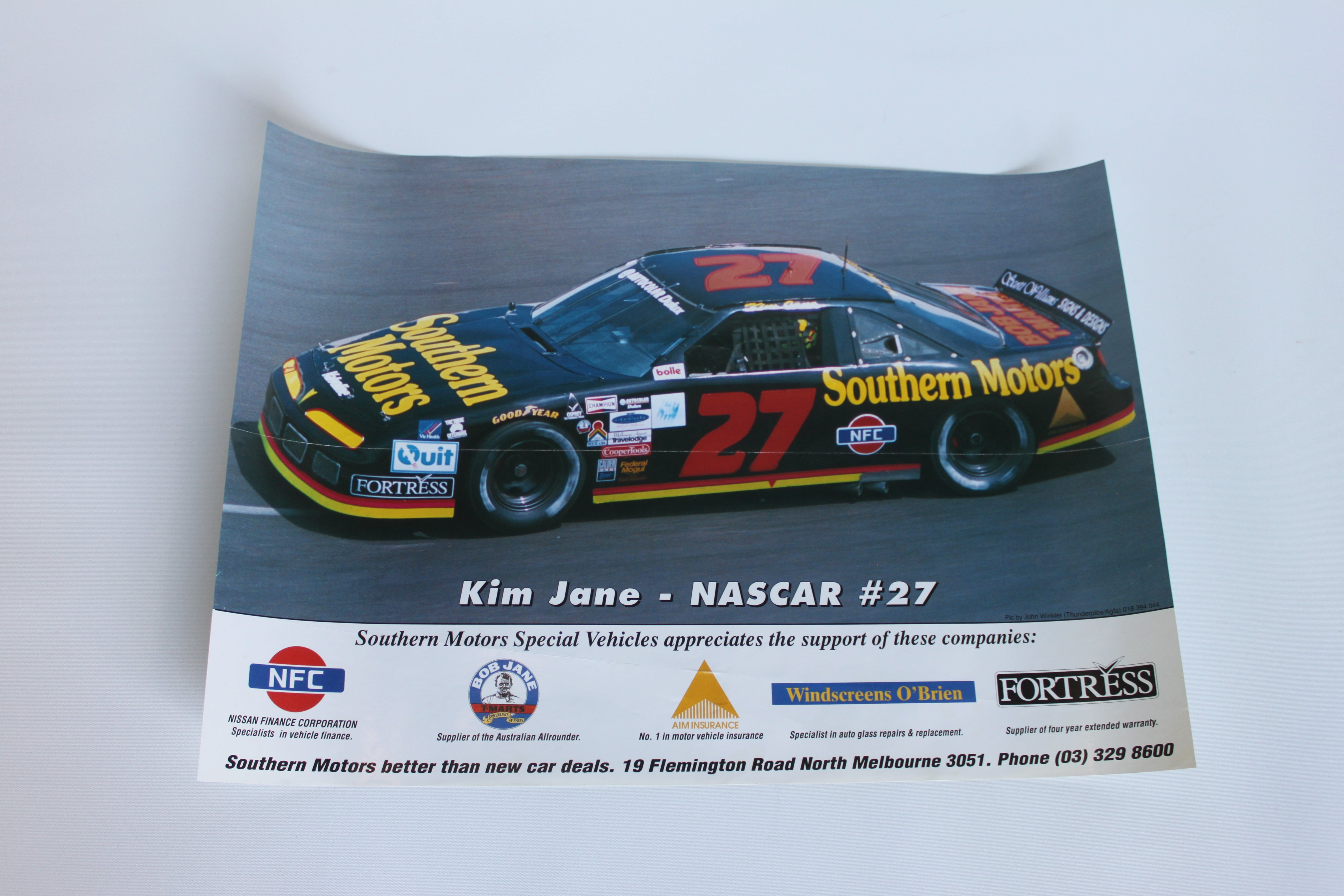 Kim Jane #27 Southern Motors NASCAR (c.2000) — Original Australian Promotional Poster (3 copies available)