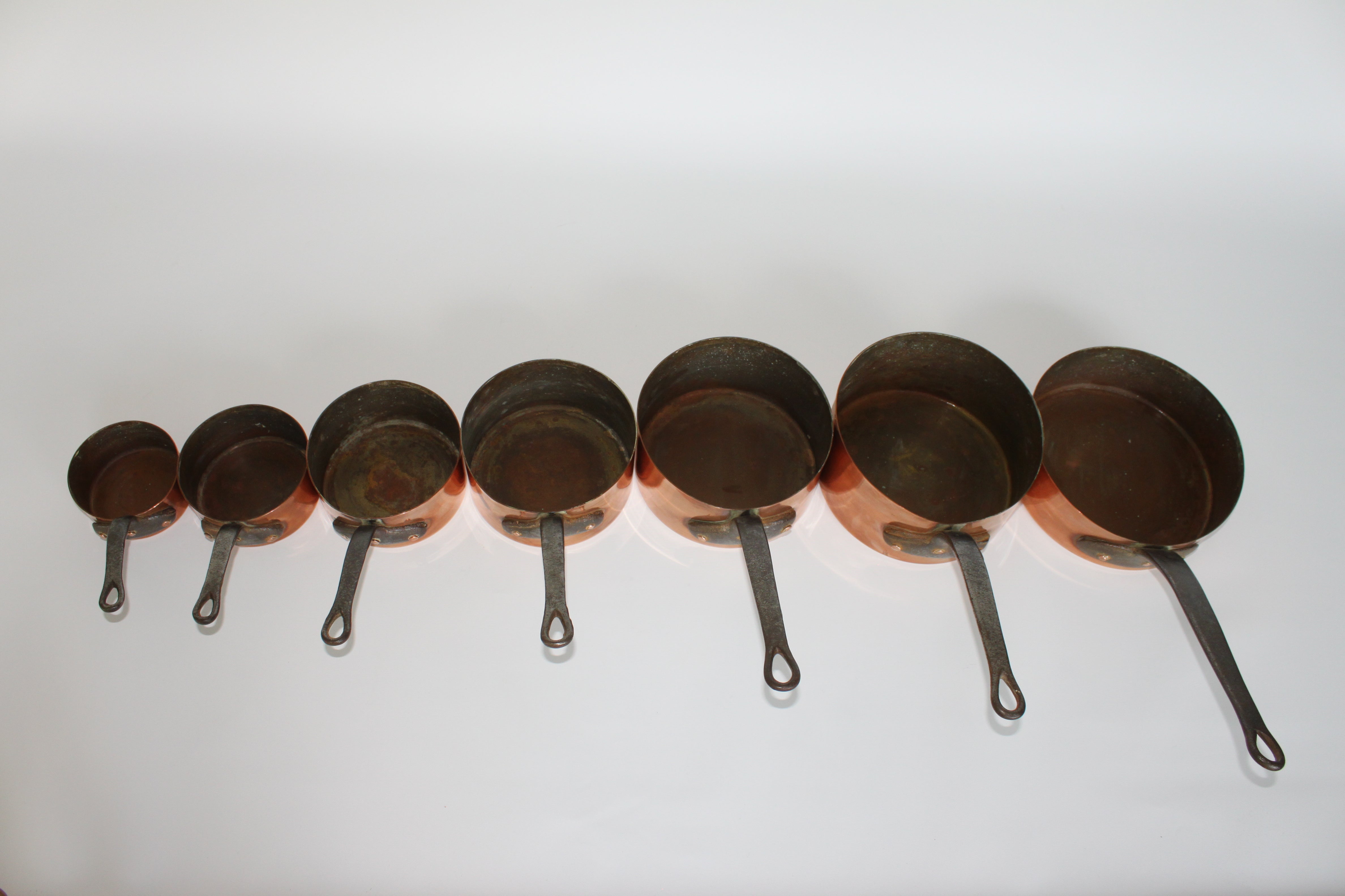 **French Copper Saucepan Set (7-Piece) — c.1900