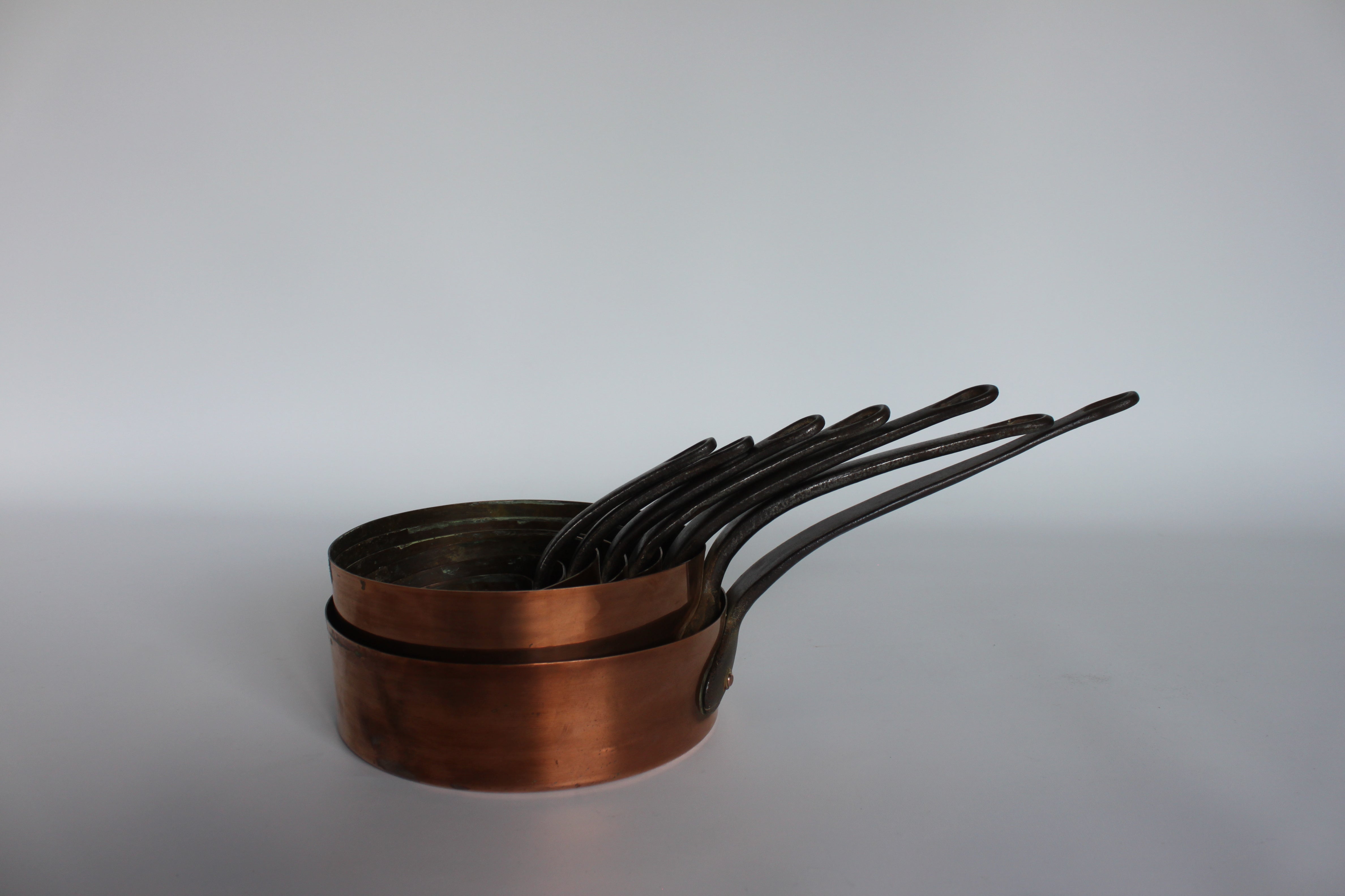 **French Copper Saucepan Set (7-Piece) — c.1900