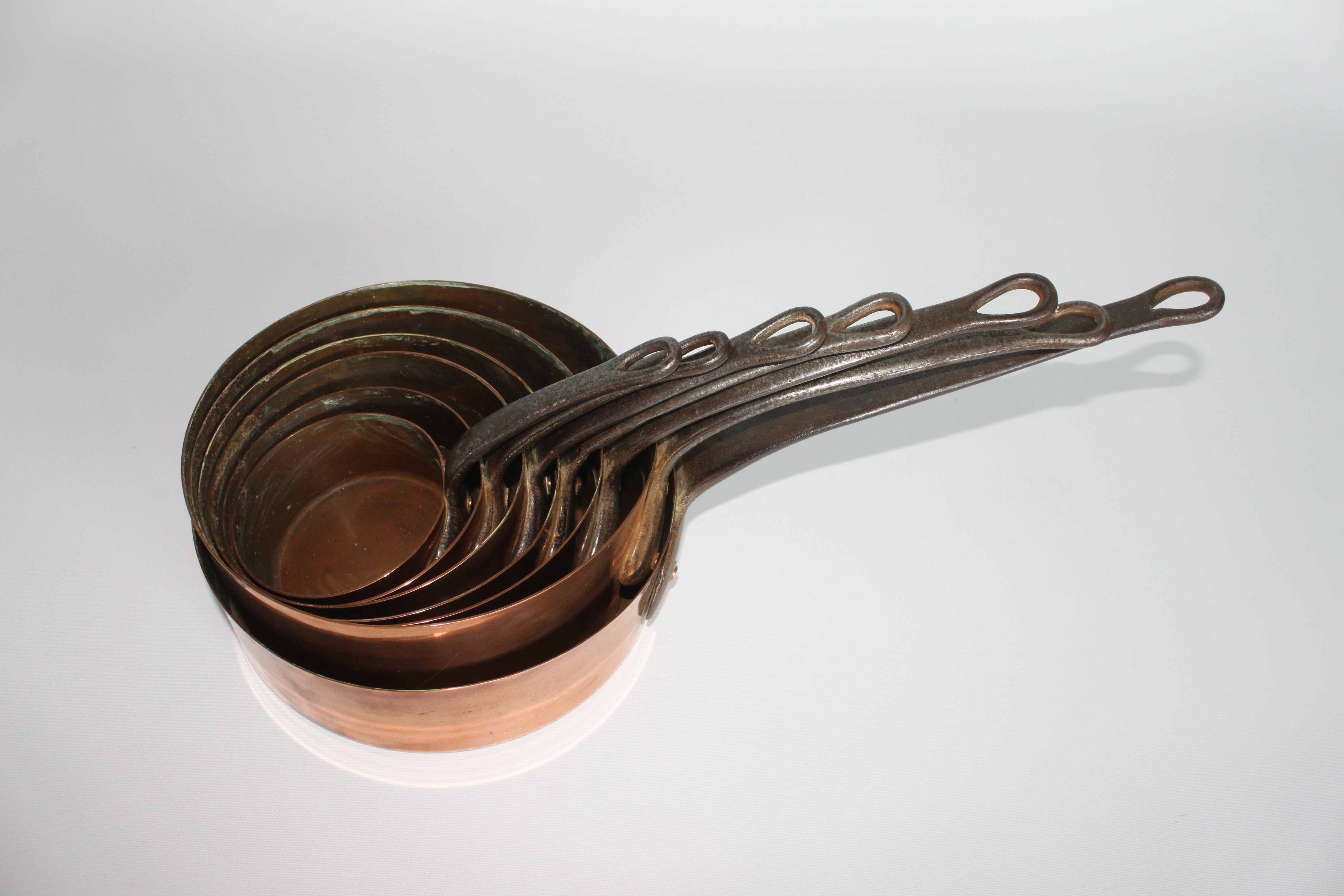 **French Copper Saucepan Set (7-Piece) — c.1900