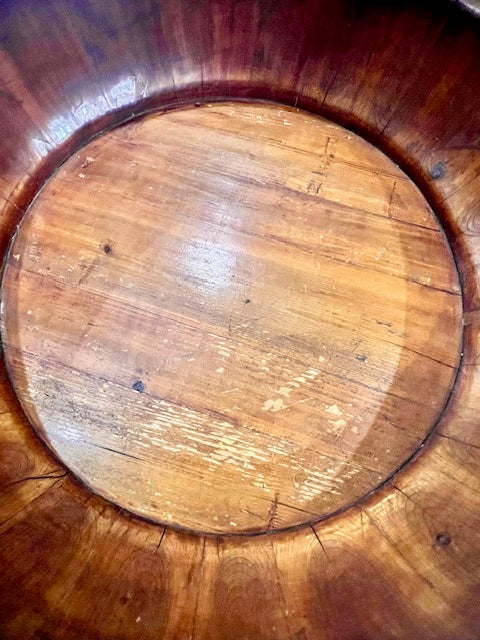 french diary bowl wood and brass antique large 81cm