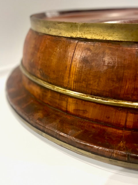 french diary bowl wood and brass antique large 81cm