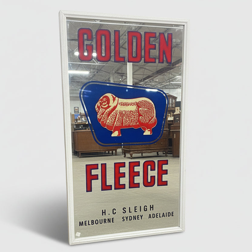 Large original golden fleece roadhouse mirror in freestanding frame