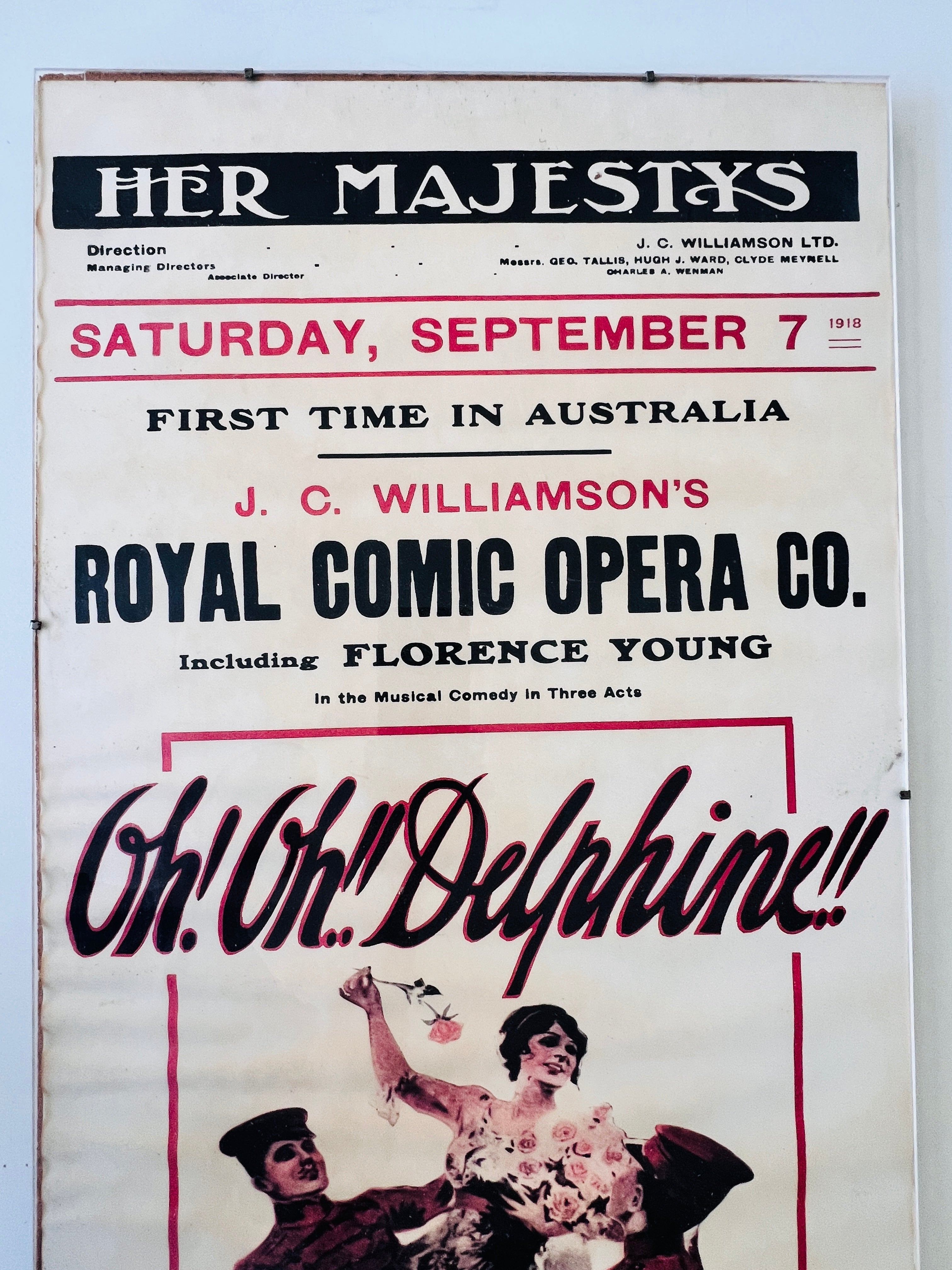Rare Early Original Melbourne Theature Poster — J. C. Williamson (Her Majesty’s, 1918)