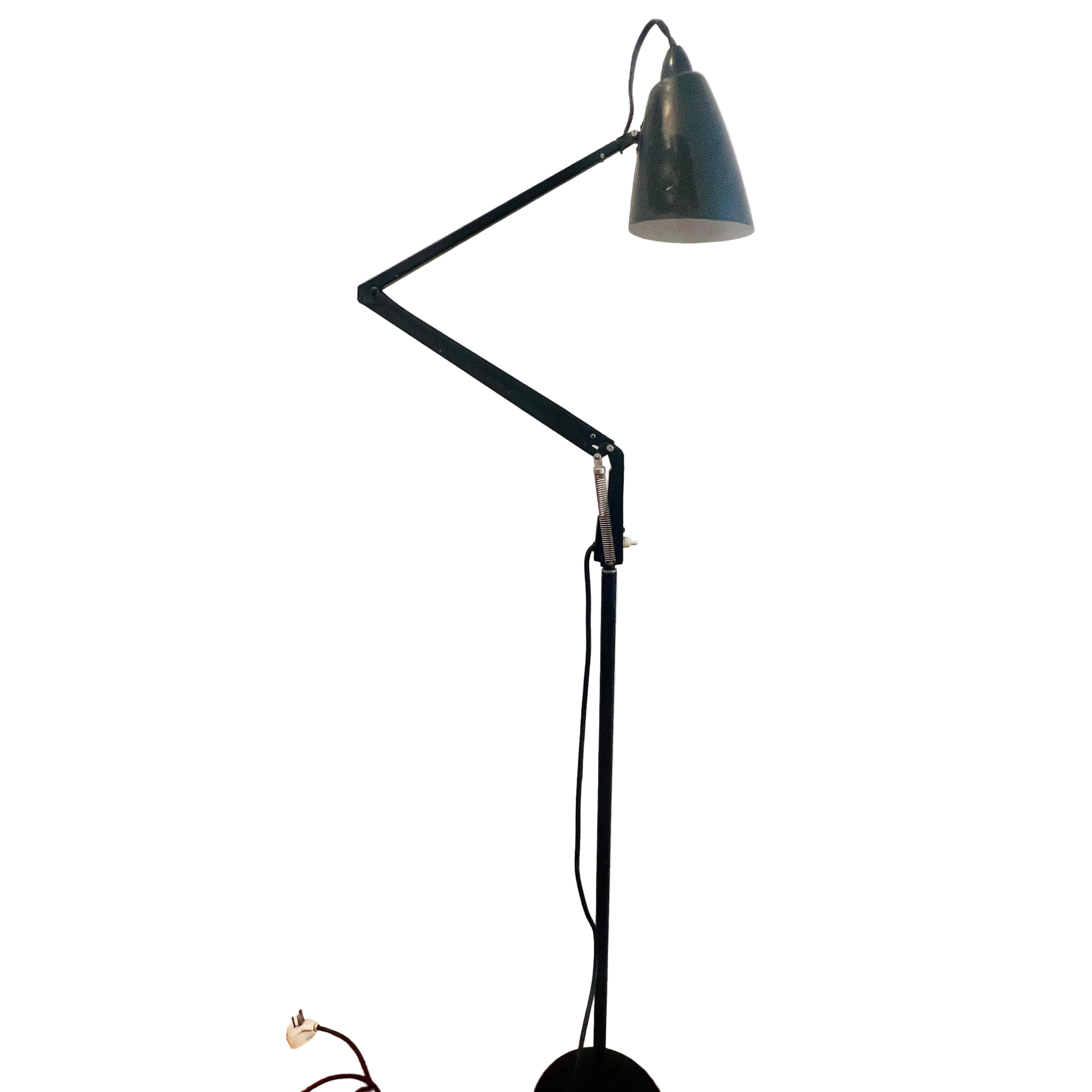 Planet Indus K adjustable floor lamp in black, Australian mid-century industrial design