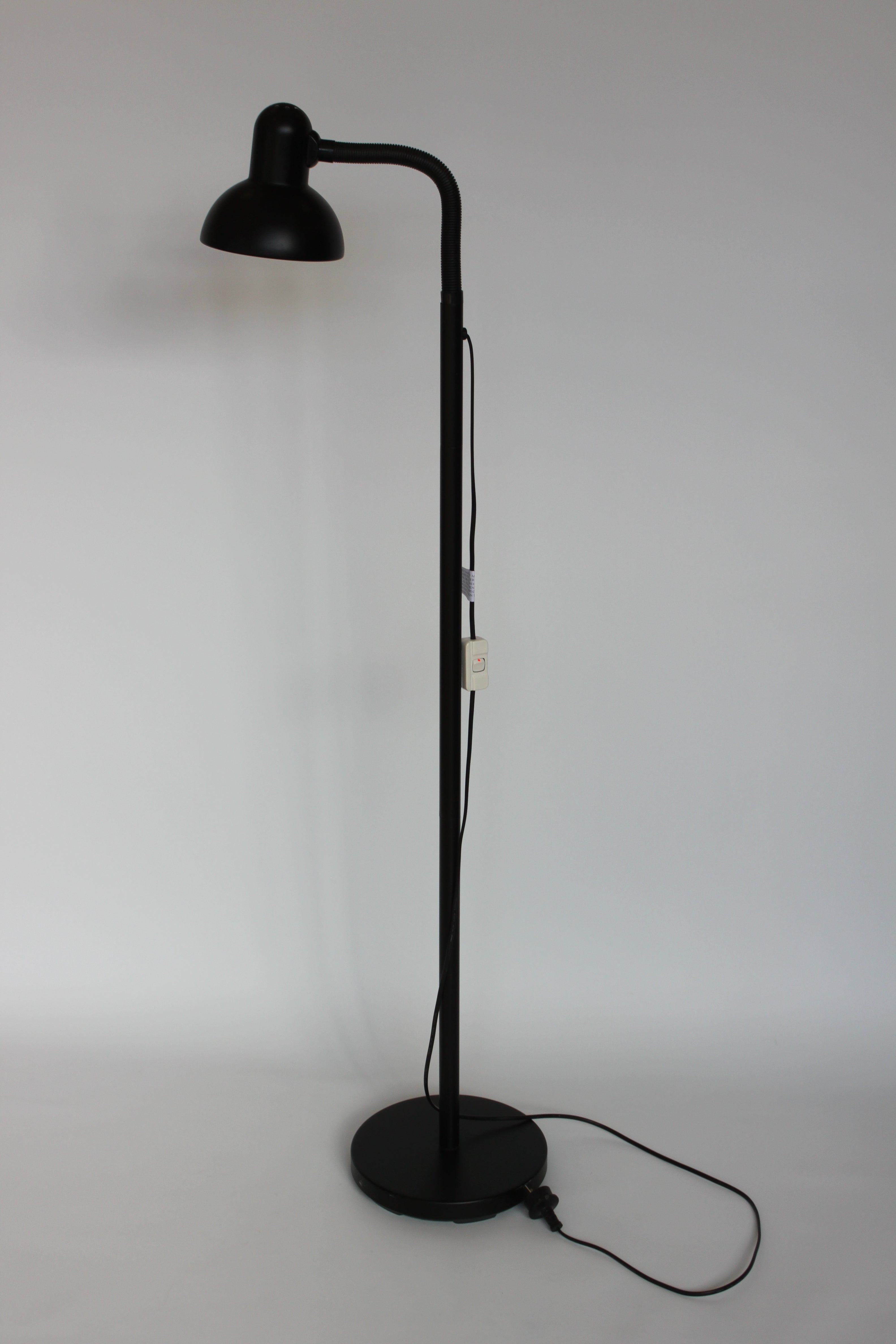 Black Gooseneck Floor Lamp — Mid-20th Century