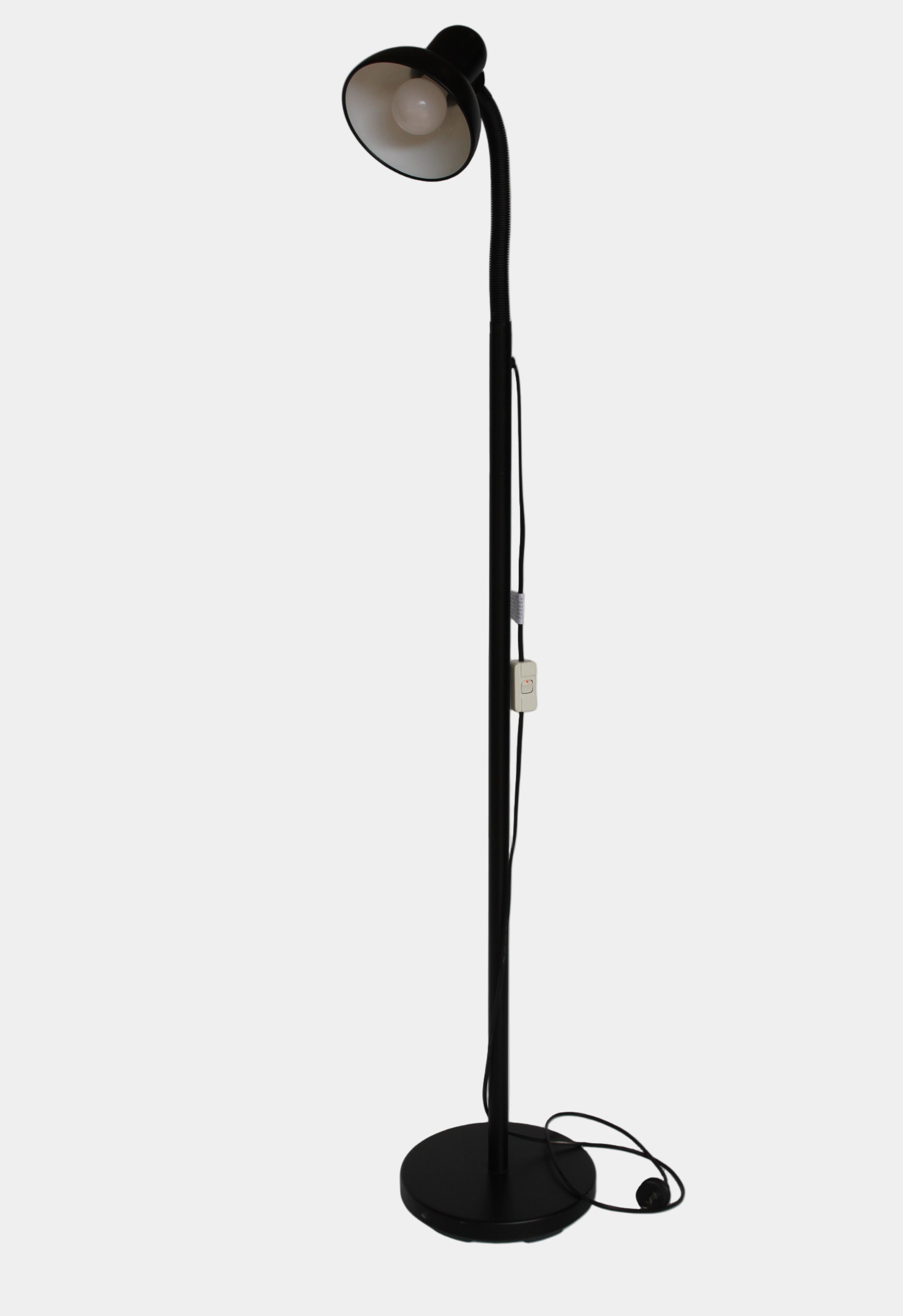 Black Gooseneck Floor Lamp — Mid-20th Century