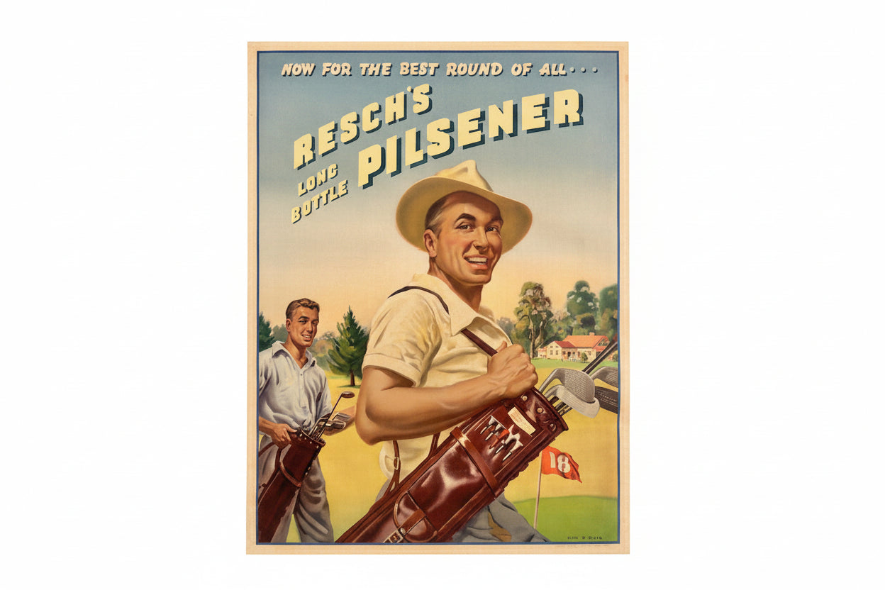 Large format original Resche's Pilsner Lithograph 1950s