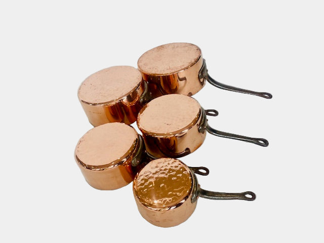 **French Copper Saucepan Set (5-Piece) — GAOR, Villedieu-les-Poêles