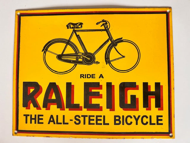 Raleigh the all steel bicycle original enamel sign