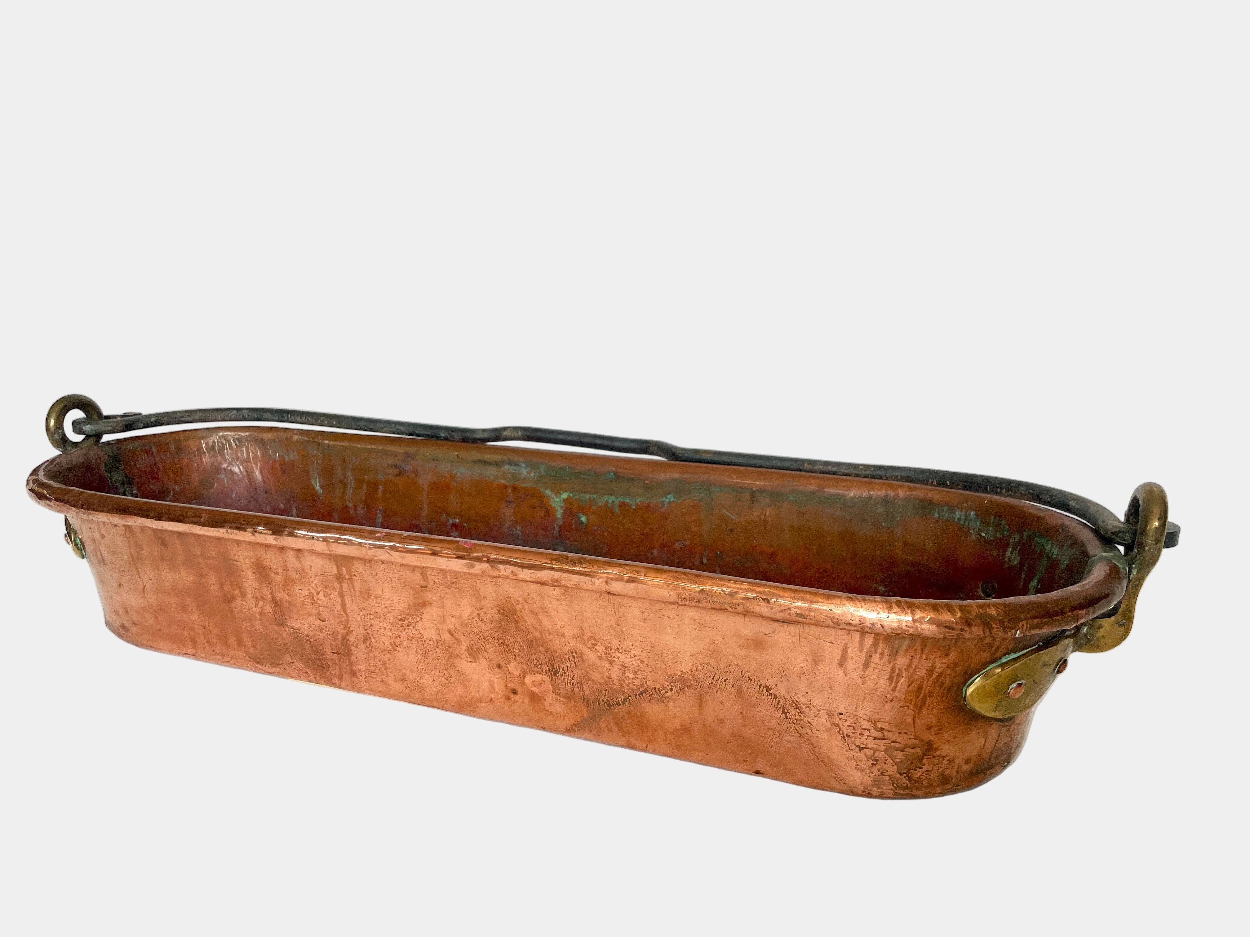 Antique French Copper Fish Kettle (Poissonnière) — c.1880–1920