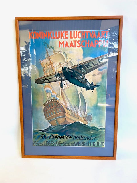 🛩️ KLM “De Vliegende Hollander” Vintage Airline Poster — Designed by Jan Wijga