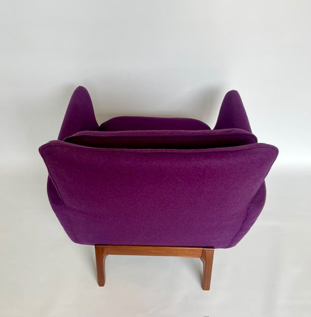Mid Century “Ziva” Armchair by Danish Deluxe — Upholstered in Purple Felt