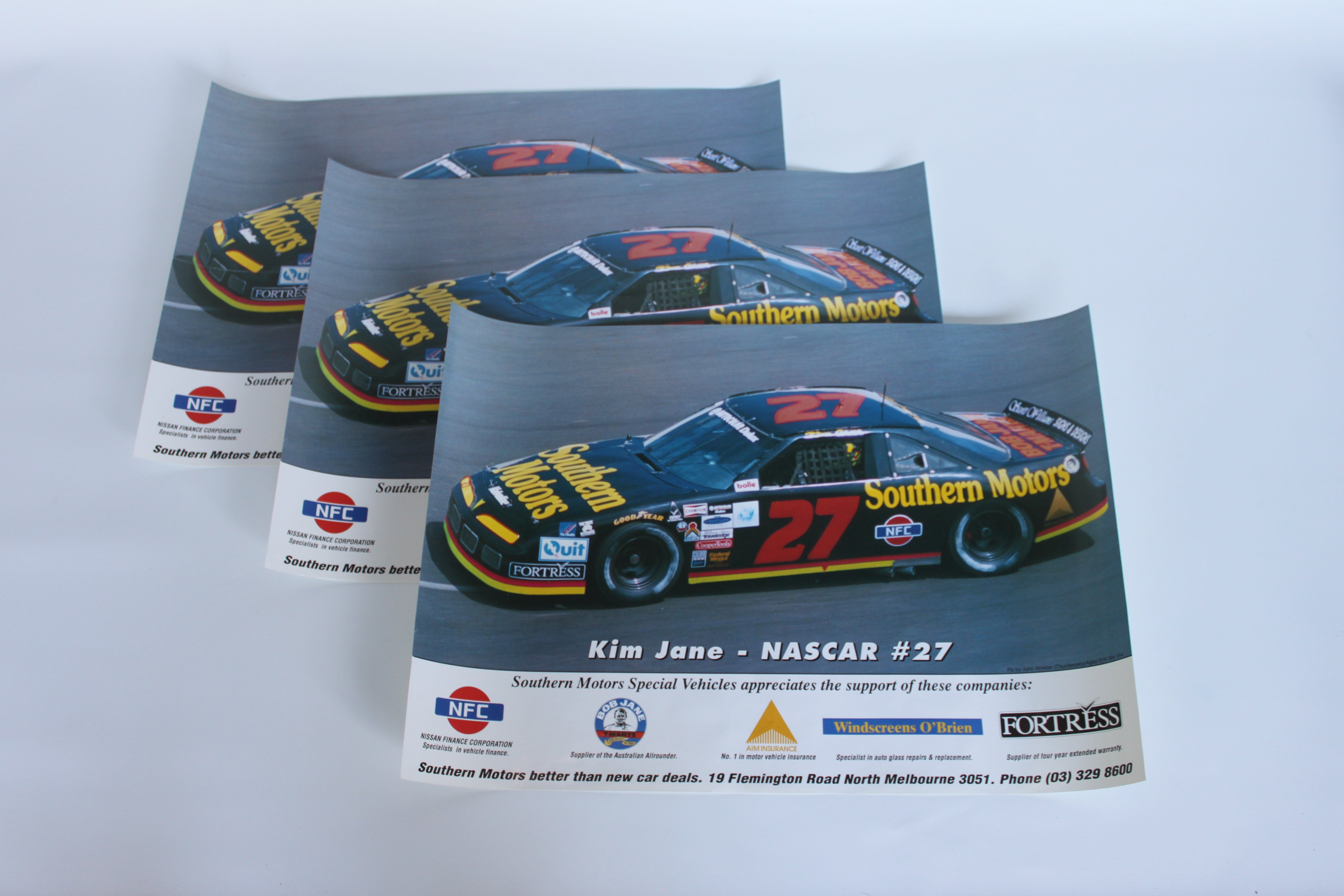 Kim Jane #27 Southern Motors NASCAR (c.2000) — Original Australian Promotional Poster (3 copies available)