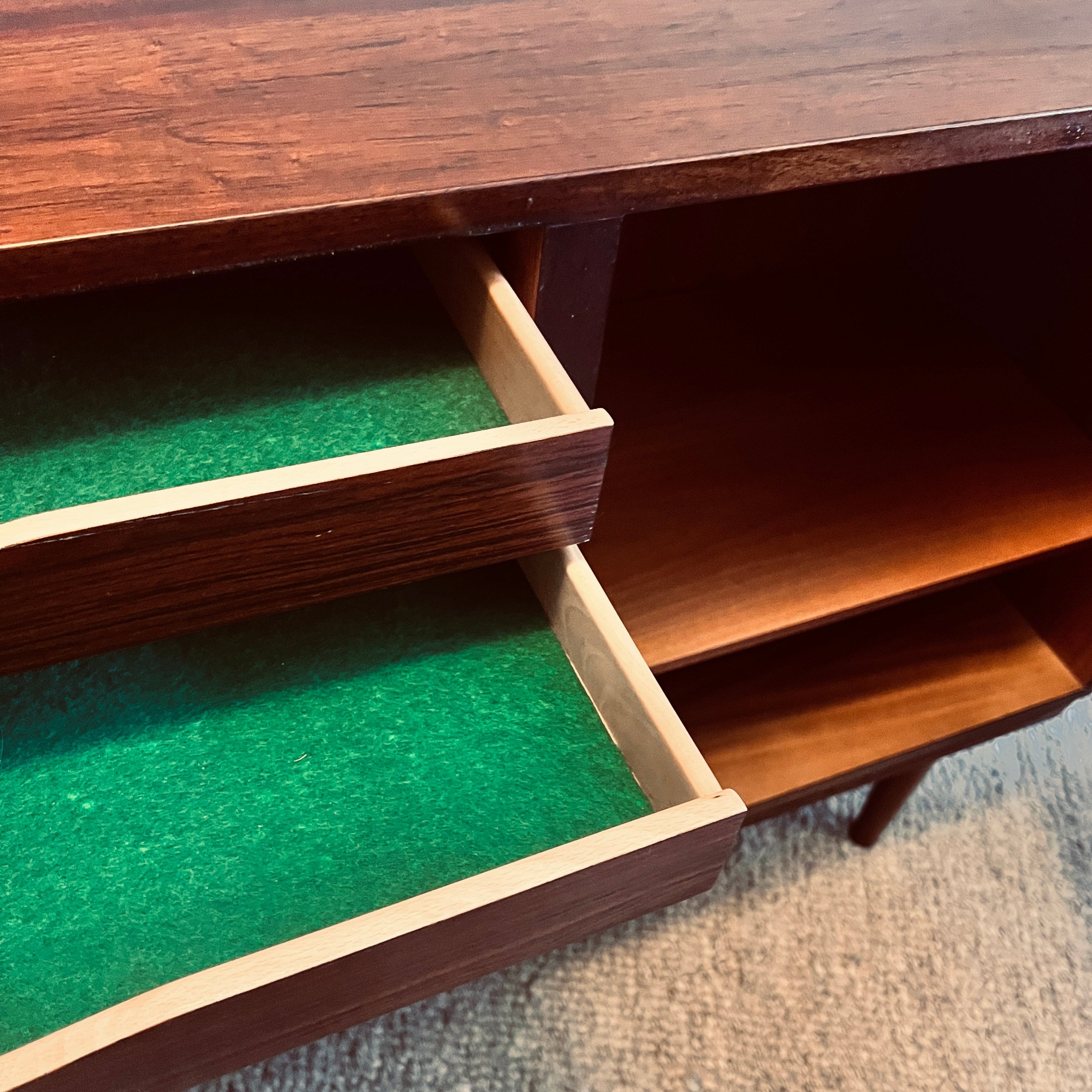 omann jun midcentury sideboard with original felt lined drawers