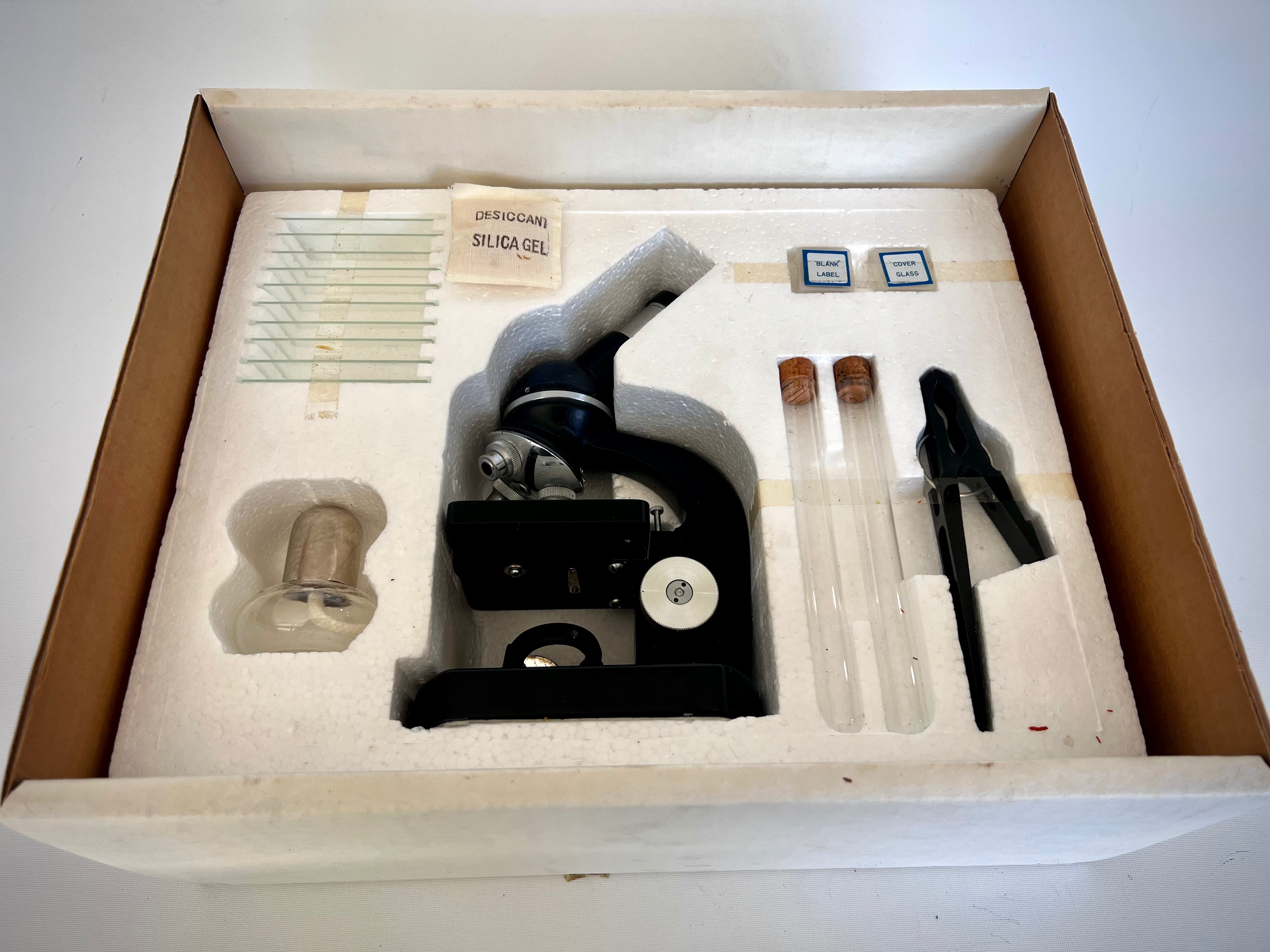 Swedish midcentury microscope set complete