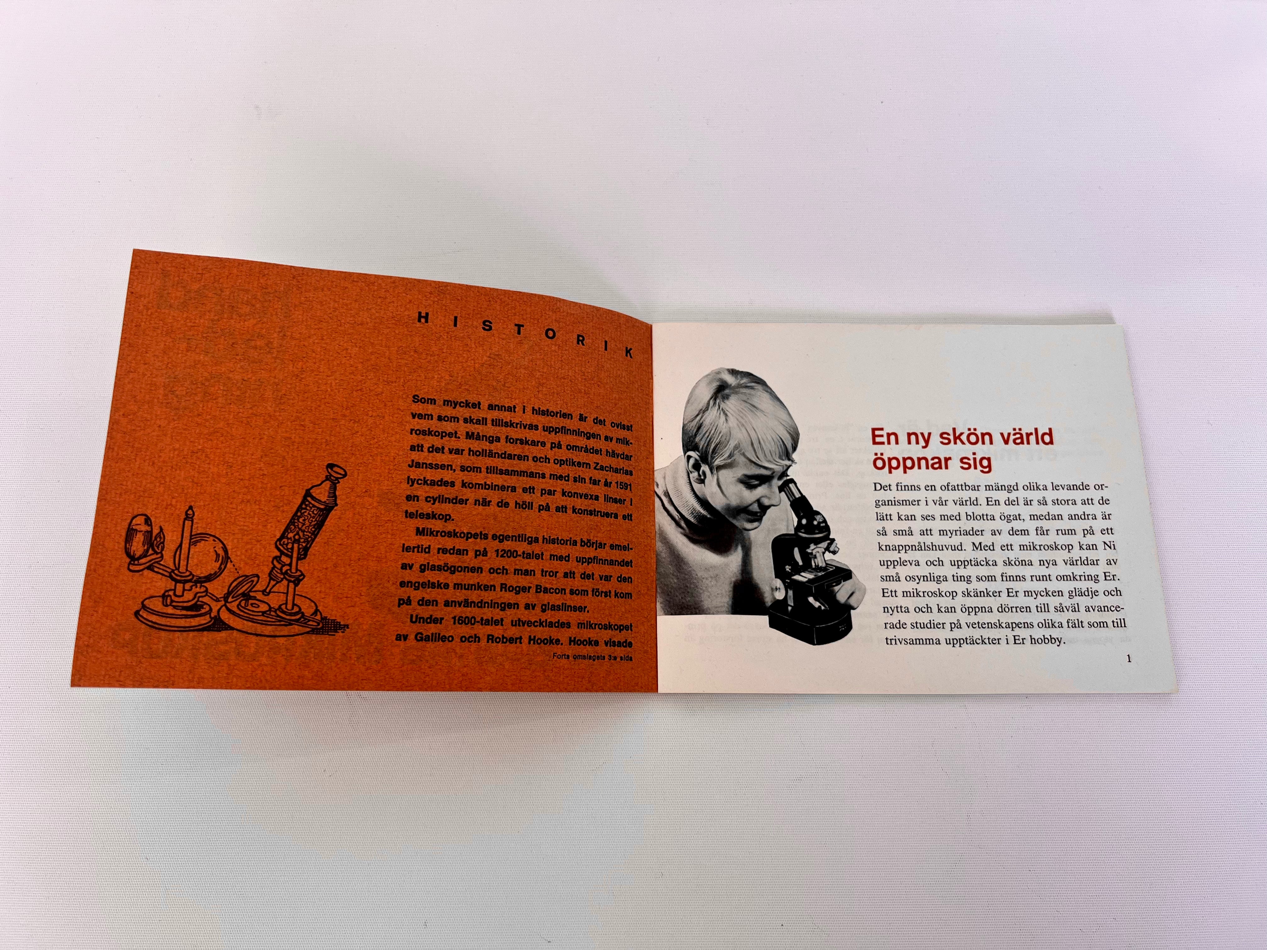 Swedish midcentury microscope set complete booklet